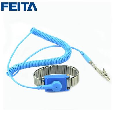 Metal Material Blue ESD Wired Wrist Straps with PVC Wire