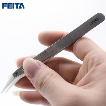 FEITA CR243 Stainless Steel Ceramic Tip Tweezers for Diy Repair